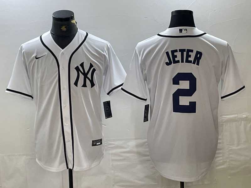 Mens New York Yankees #2 Derek Jeter White Fashion Cool Base Jersey